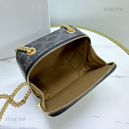 Tan Box On Chain Cuir Triomphe In Triomphe Canvas And Calfskin