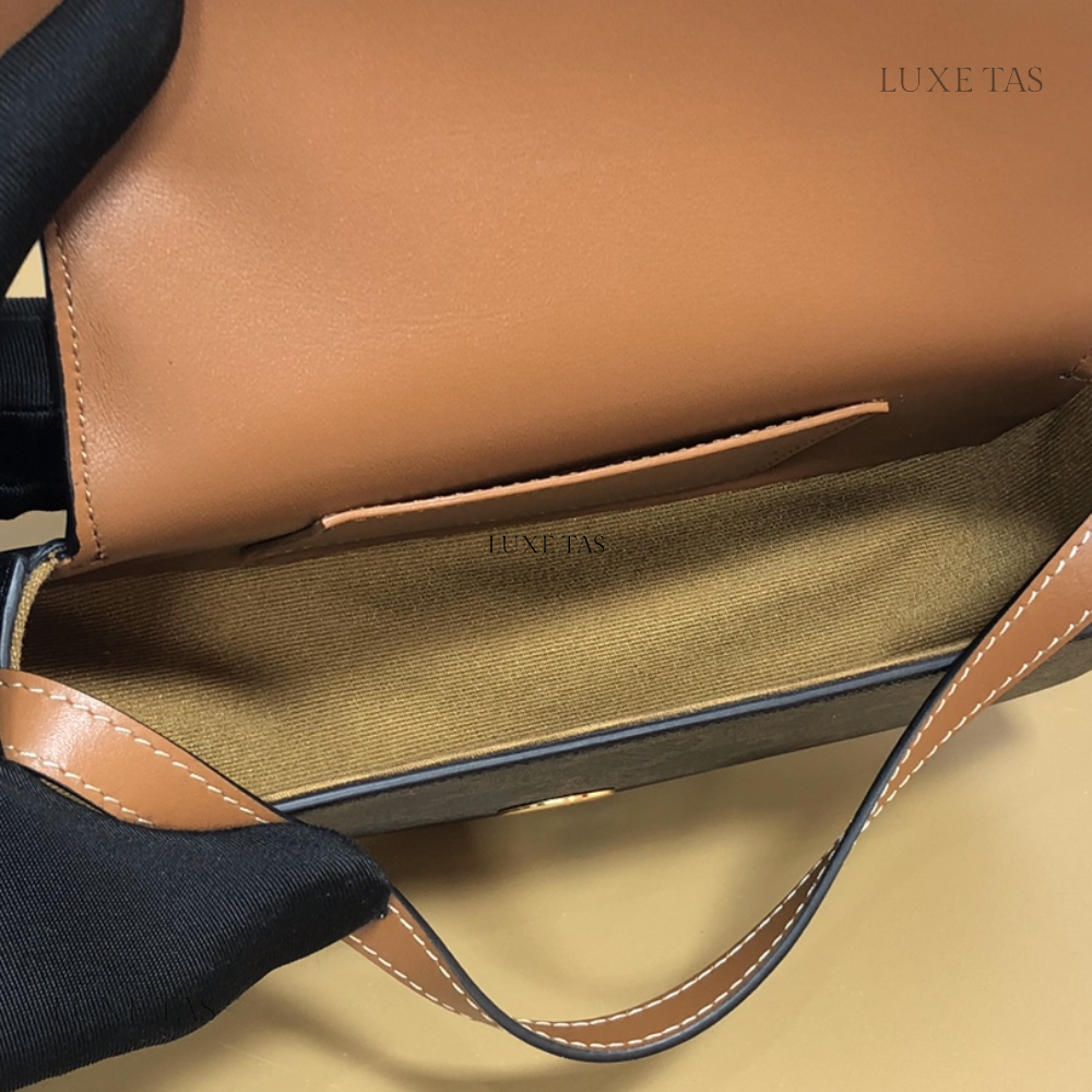 Tan Clutch On Strap Tabou In Triomphe Canvas And Calfskin - Leather Mini Bag for Women