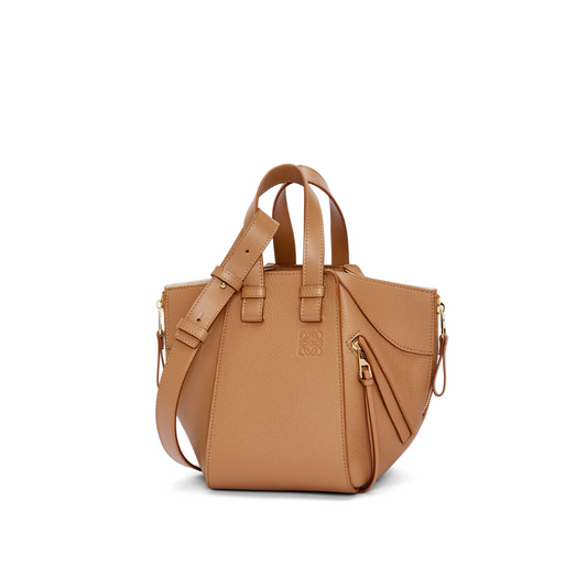Tan Compact Hammock Bag In Classic Calfskin - Leather Crossbody Bag for Women