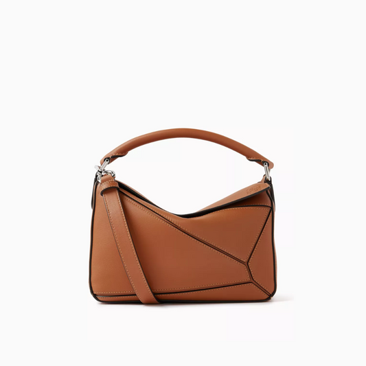 Tan Small Puzzle Bag in Classic Calfskin - Leather Crossbody Bag for Women