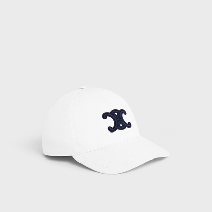 Triomphe Baseball Cap In Cotton White Designer Hat