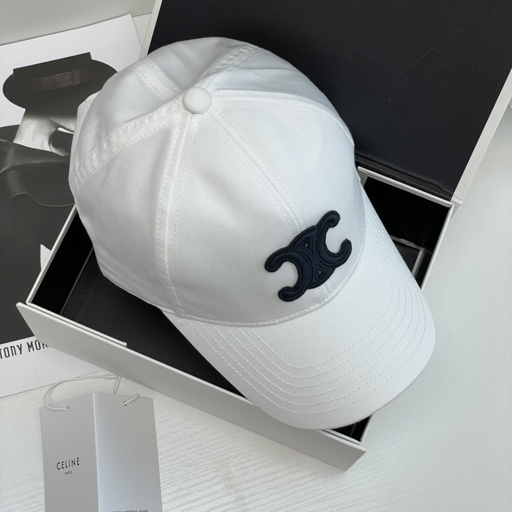 Triomphe Baseball Cap In Cotton White Designer Hat