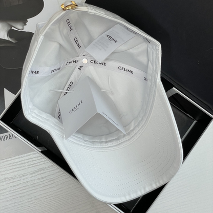 Triomphe Baseball Cap In Cotton White Designer Hat