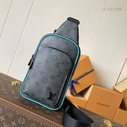 Turquoise Gray Avenue Slingbag PM Leather Crossbody Bag for Men