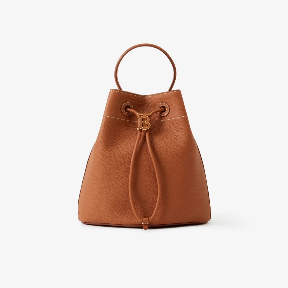 Warm Russet Brown Small TB Bucket Bag - Leather Bucket Bag for Women