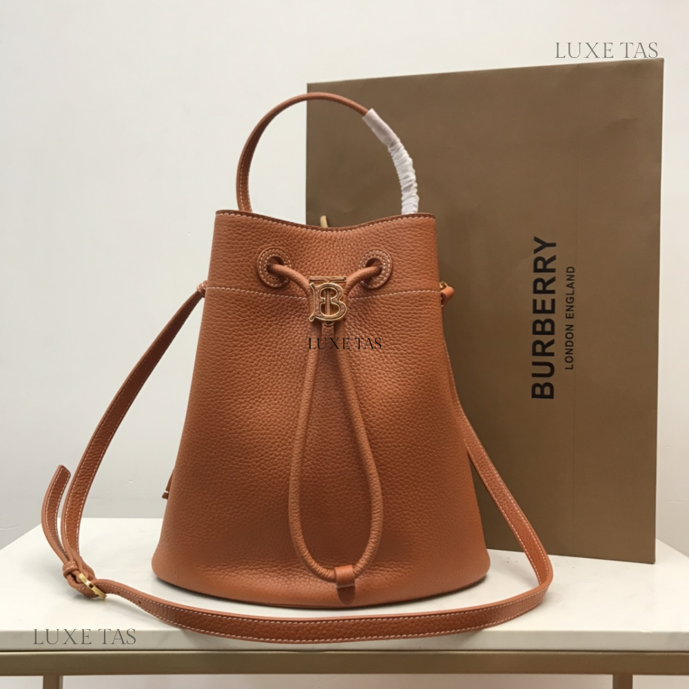 Warm Russet Brown Small TB Bucket Bag - Leather Bucket Bag for Women