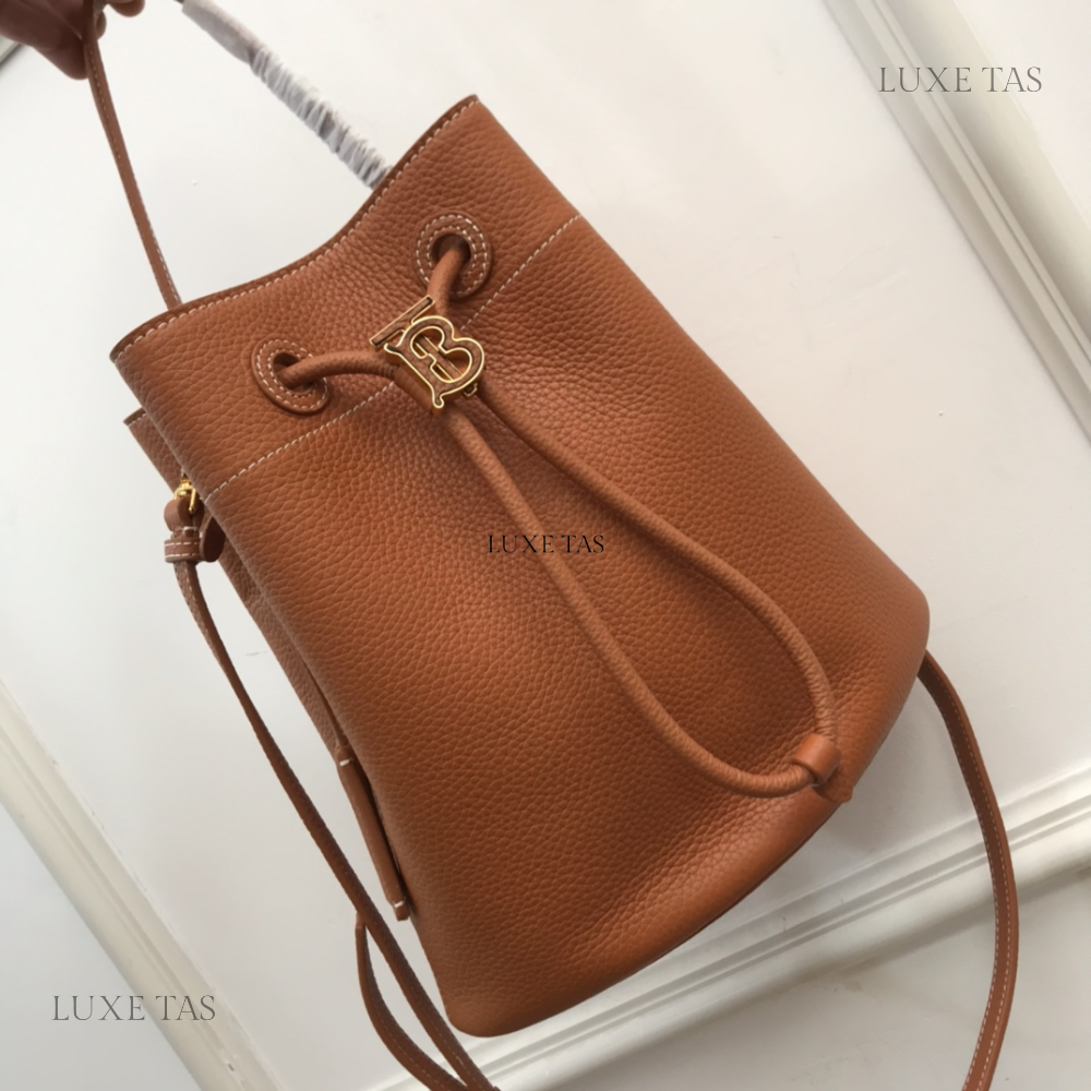 Warm Russet Brown Small TB Bucket Bag - Leather Bucket Bag for Women