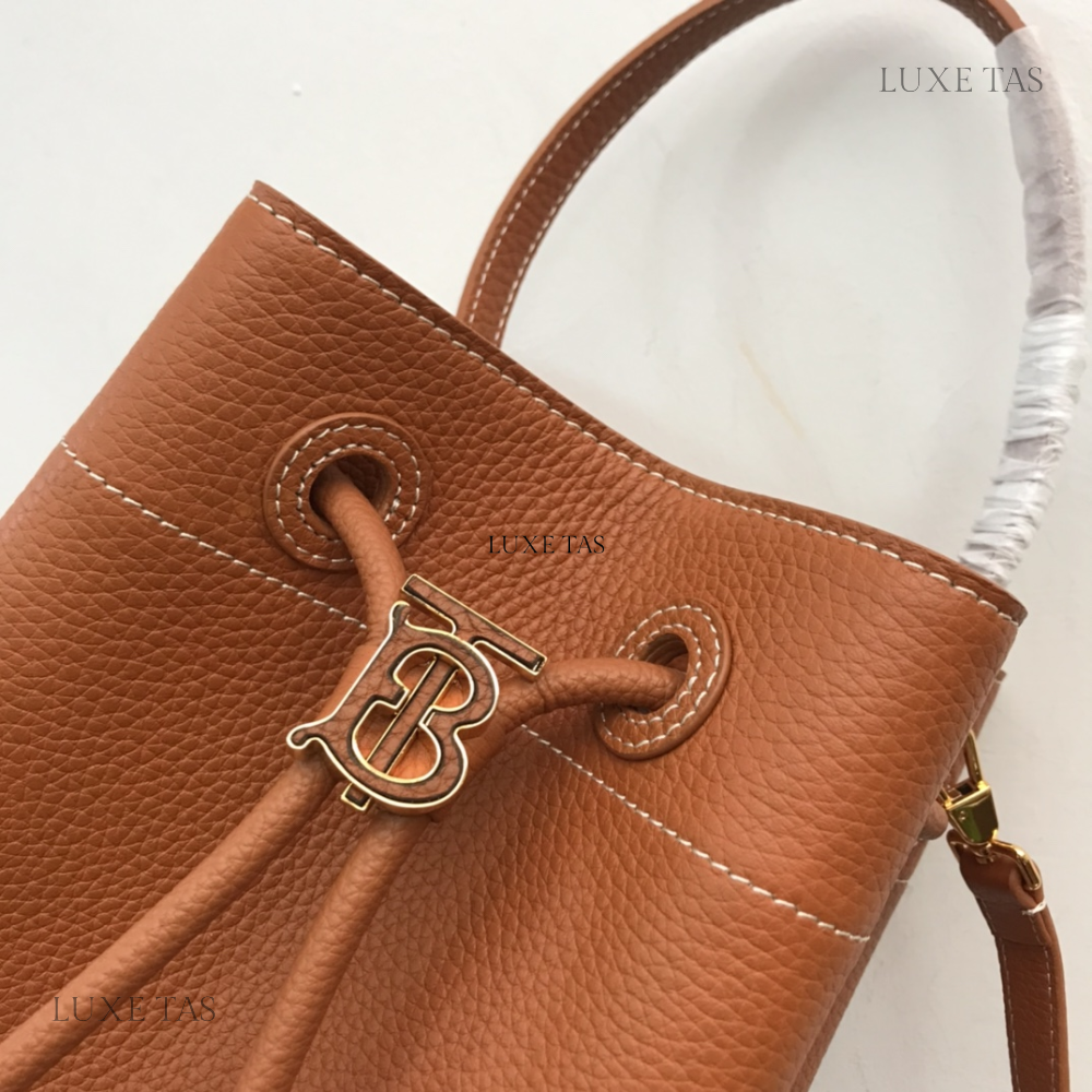 Warm Russet Brown Small TB Bucket Bag - Leather Bucket Bag for Women