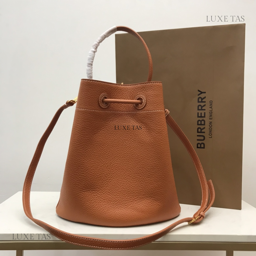 Warm Russet Brown Small TB Bucket Bag - Leather Bucket Bag for Women