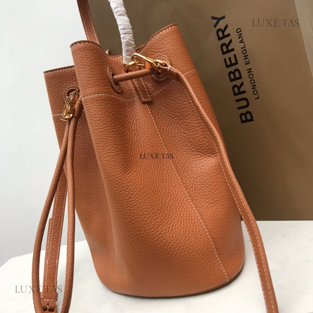 Warm Russet Brown Small TB Bucket Bag - Leather Bucket Bag for Women