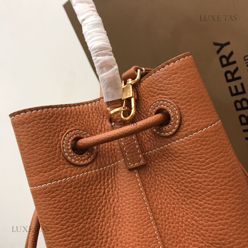 Warm Russet Brown Small TB Bucket Bag - Leather Bucket Bag for Women