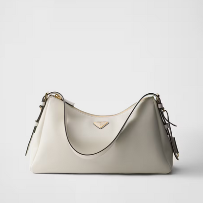 White Aimée Large Leather Shoulder Bag for Women