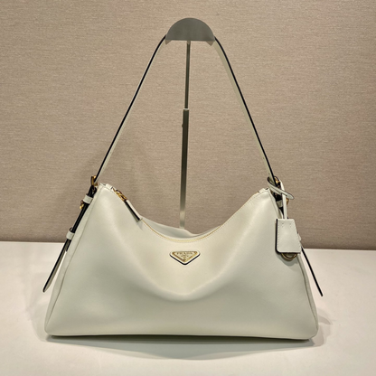 White Aimée Large Leather Shoulder Bag for Women
