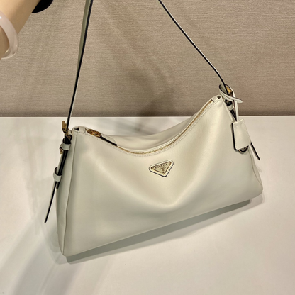 White Aimée Large Leather Shoulder Bag for Women