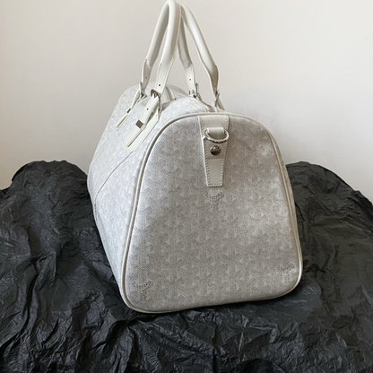 White Boston 45 Leather Duffle Bag for Men