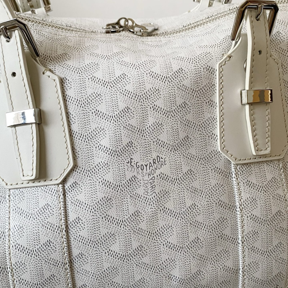 White Boston 45 Leather Duffle Bag for Men