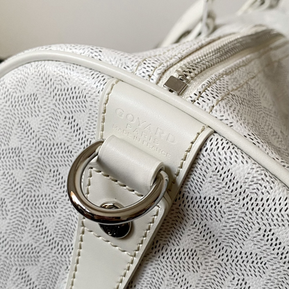 White Boston 45 Leather Duffle Bag for Men