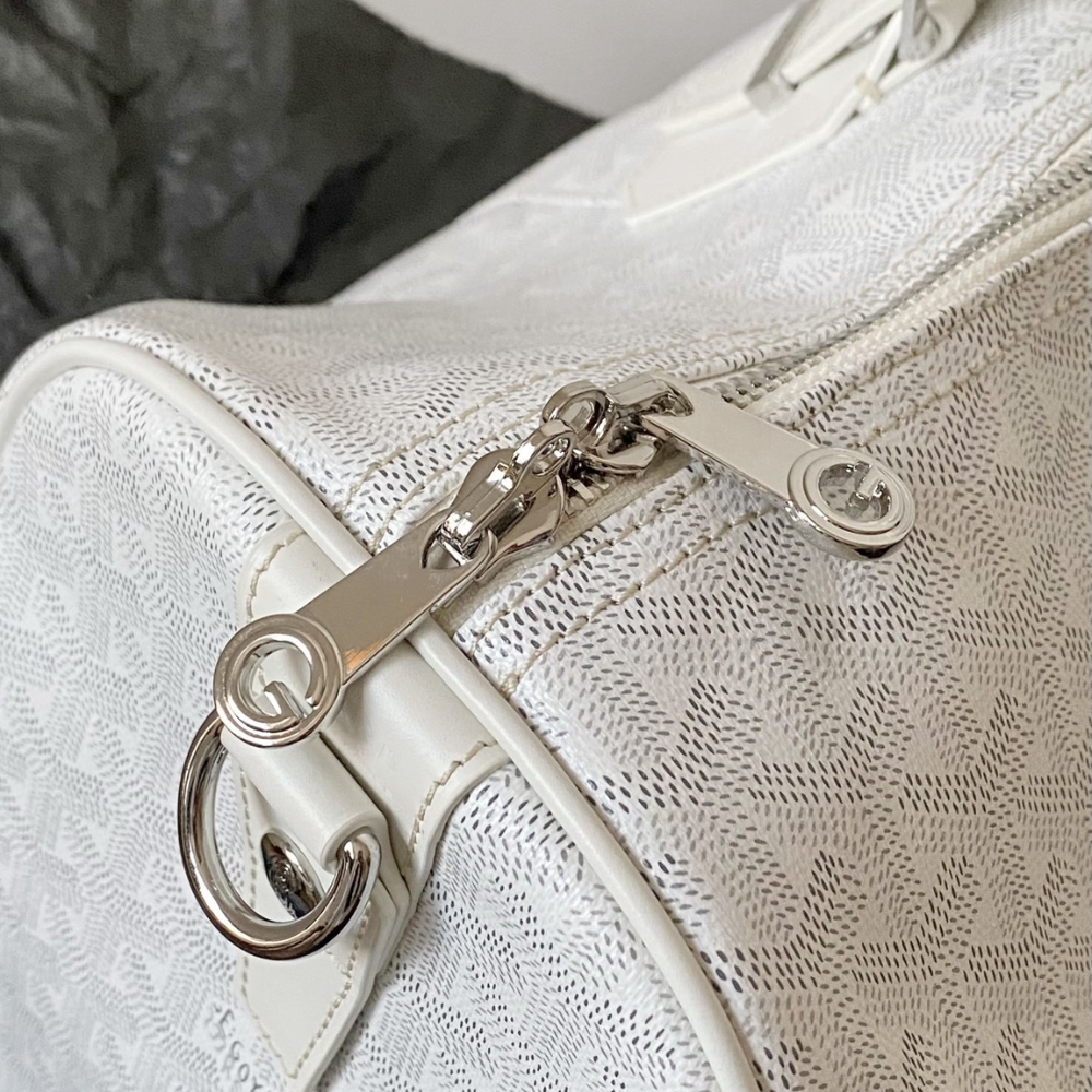 White Boston 45 Leather Duffle Bag for Men