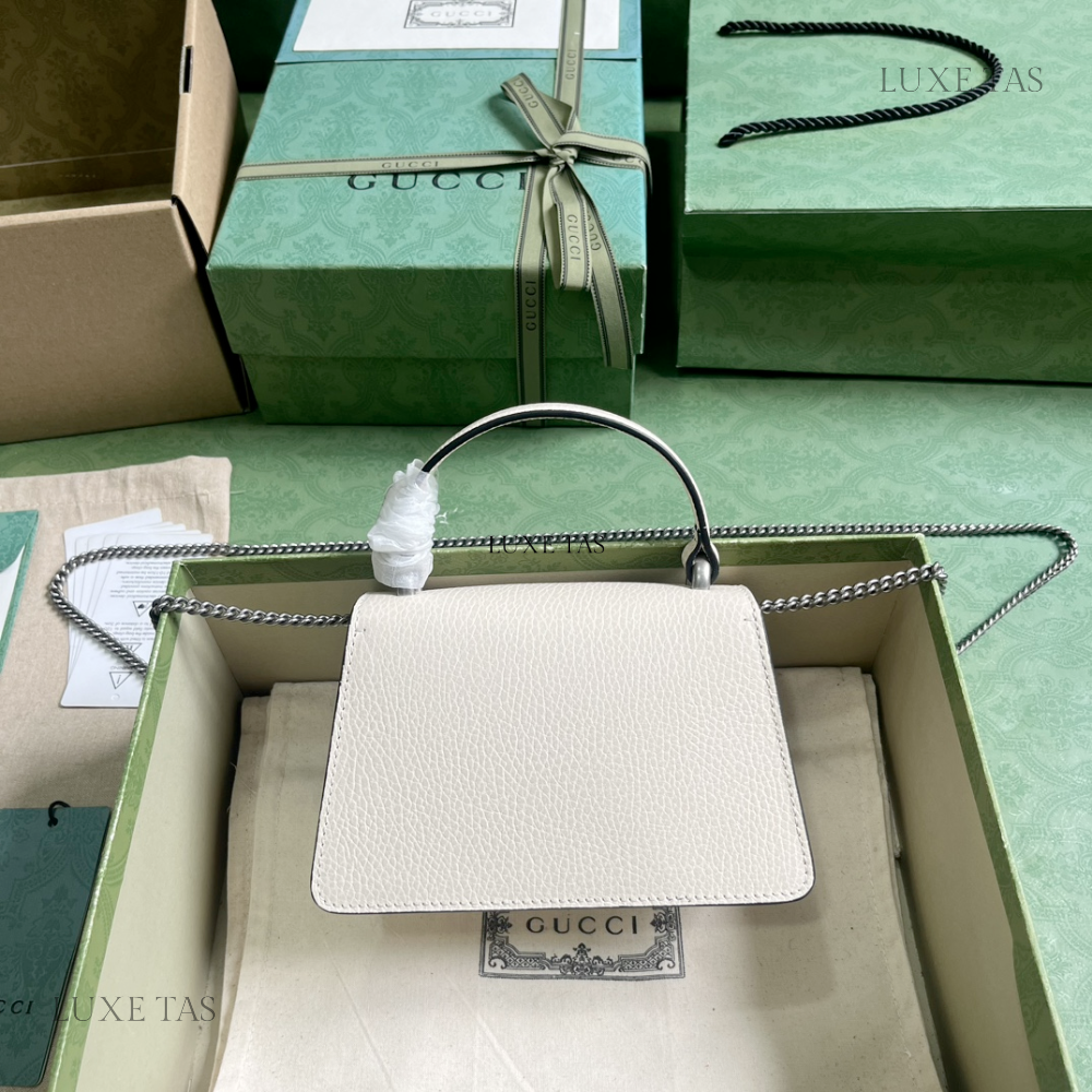 White Dionysus Mini Top Handle Bag - Leather Handbag for Women