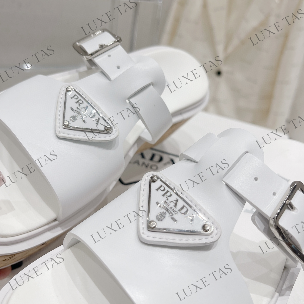 White Rubber Wedge Platform Sandals 