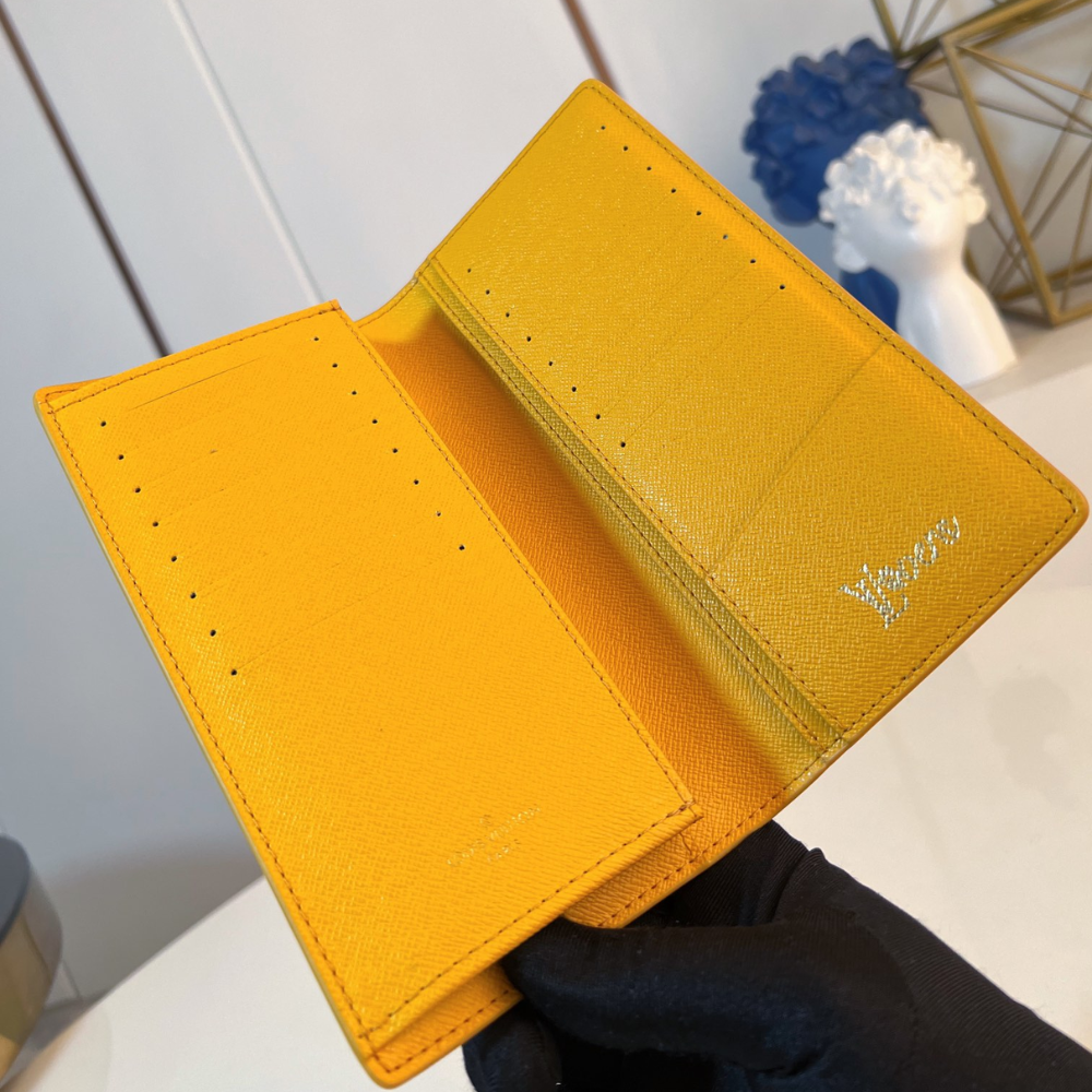 Yellow Brazza Wallet Long Leather Wallet for Men with Monogram Design