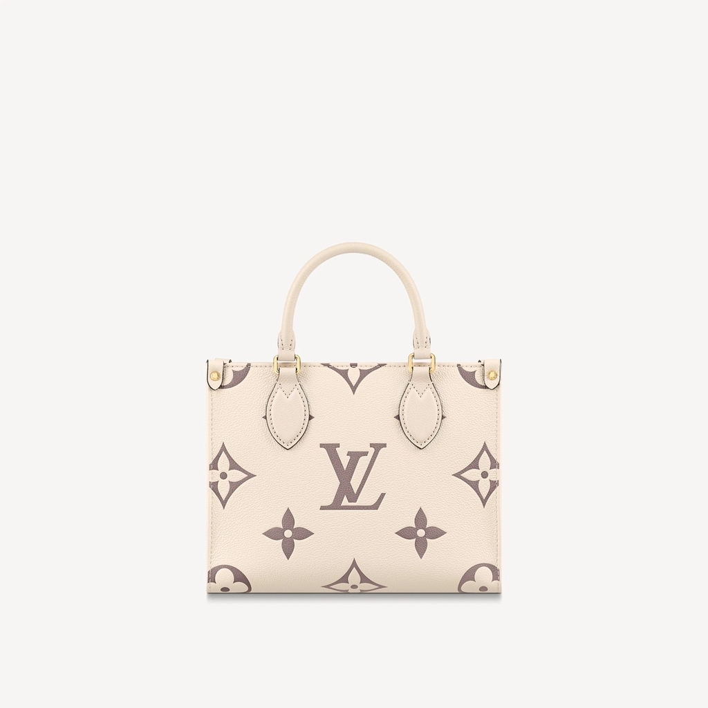 Louis+Vuitton+OnTheGo+Tote+MM+Cream%2C+Black+Leather+Monogram+