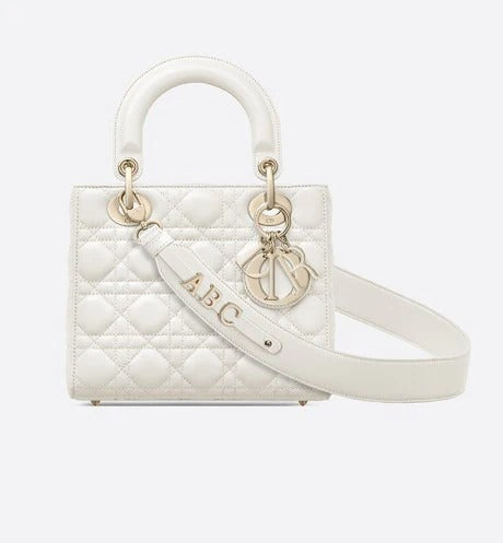 Latte Cannage Lambskin Small Lady D Bag