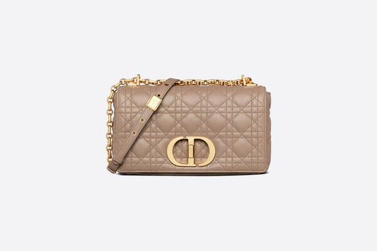 Warm Taupe Supple Cannage Calfskin Medium Caro Bag