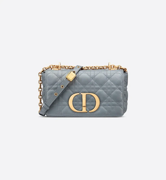 Cloud Blue Supple Cannage Calfskin Small Caro Bag