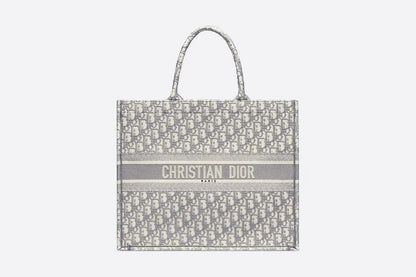 Gray Oblique Embroidery Dior Book Tote Tote Bag for Women – Luxe Tas