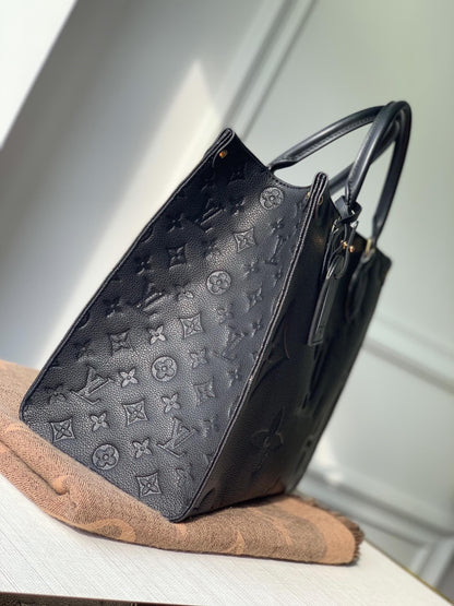 Louis Vuitton Black Monogram Empreinte Leather Onthego MM Tote Bag