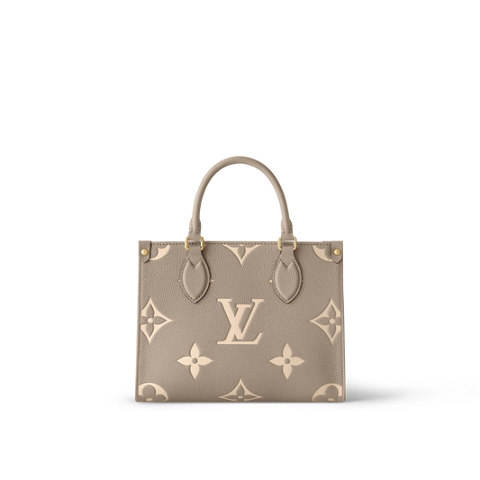 Tourterelle Beige Bicolour Monogram Empreinte Leather Onthego PM Tote Bag