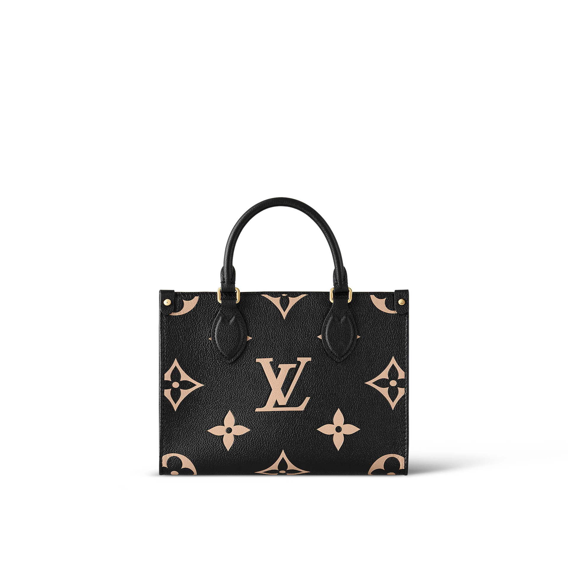 Louis+Vuitton+OnTheGo+Red+Interior+Tote+PM+Black+Leather for sale